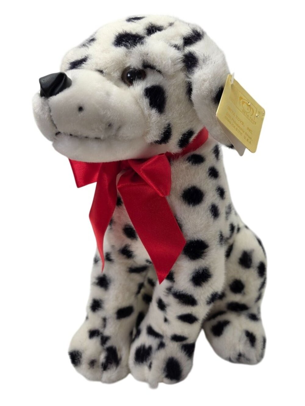 Vintage Beta Toys Dalmatian Plush Dog 17” Stuffed Animal w/ Tag Red Bow